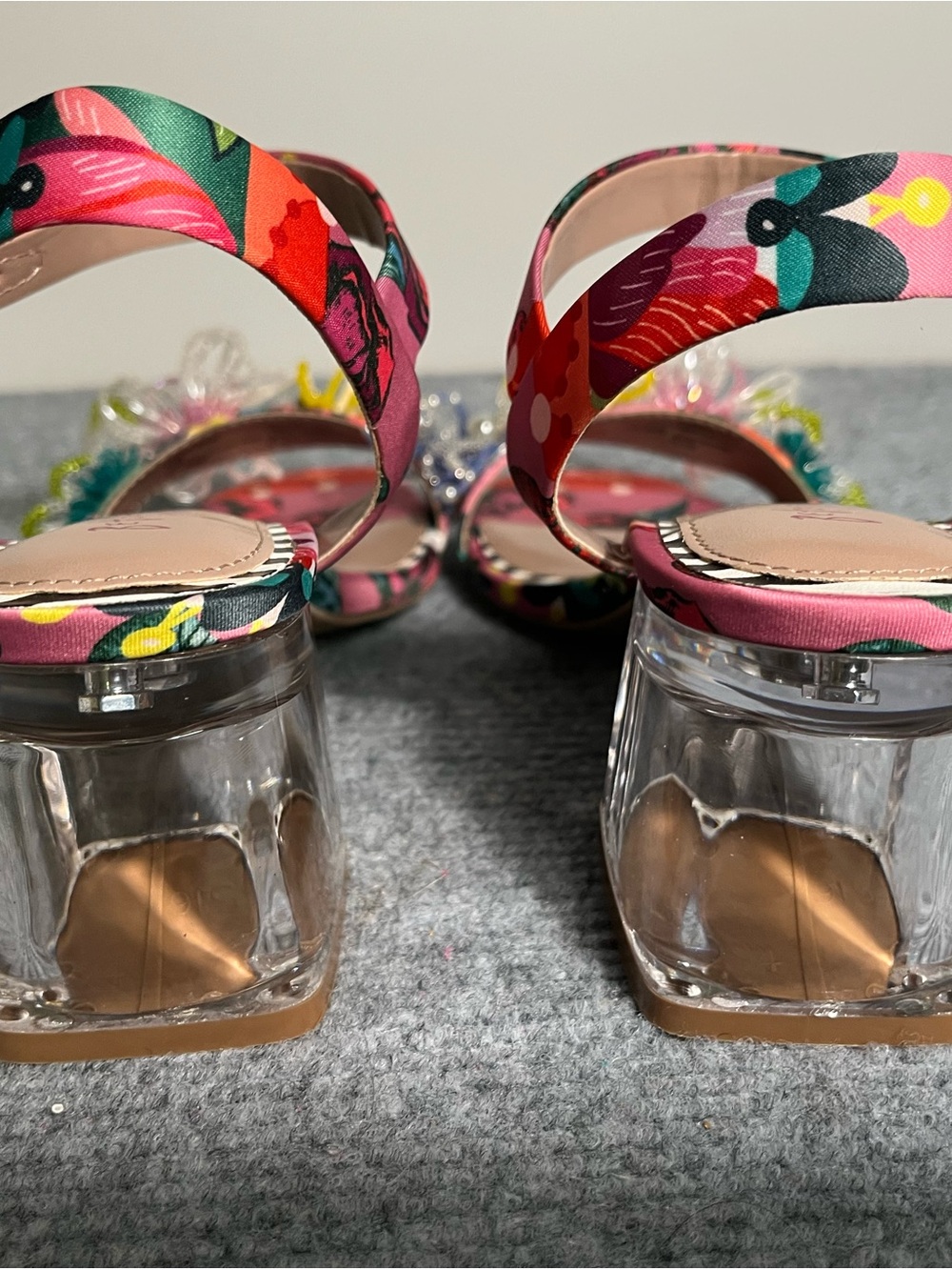 Betsey Johnson Pink Multicolor Floral Beaded Heels - Picture 3 of 5